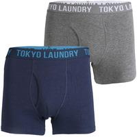 Boxer Shorts Set in Midnight Blue / Mid Grey Marl  Tokyo Laundry
