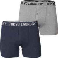 Boxer Shorts in Light Grey Marl / Indigo Marl - Tokyo Laundry
