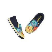 boys Pokemon navy slip on design Pikachu character print rubber sole canvas trainers - Blue