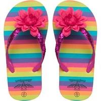 Board Angels Girls Striped Flip Flops Pink Multi