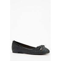 Bow Front Mock Croc Ballerinas