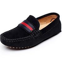 Boys\' Boat Shoes Moccasin Leather Spring Summer Fall Athletic Casual Outdoor Moccasin Braided Strap Flat Heel Grey Black Red Flat