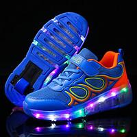 Boys\' Athletic Shoes Summer Fall Light Up Shoes Luminous Shoe Tulle Outdoor Athletic Casual Low Heel LED Lace-up Blushing Pink BlueSkiing