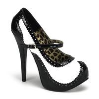 Bordello Teeze-02 Black and White Platform Shoes