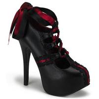 Bordello Teeze-13 Black and Burgundy Lace Platform Shoes