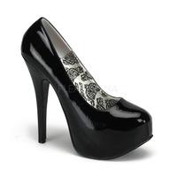 Bordello Teeze-06W Black Patent Wide Width Fitting Platform Shoes