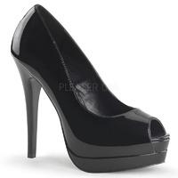Bordello Bella-12 Peep-Toe Black Platform Shoes
