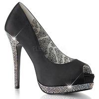 bordello bella 12r peep toe black satin platform shoes
