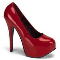Bordello Teeze-06W Red Patent Wide Width Fitting Platform Shoes