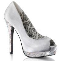 bordello bella 12r peep toe silver satin platform shoes