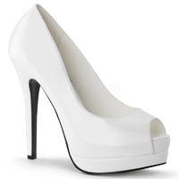 Bordello Bella-12 Peep-Toe White Platform Shoes