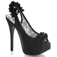 Bordello Teeze-56 Black Satin Sling Back Platform Shoes