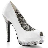 bordello bella 12r peep toe ivory satin platform shoes