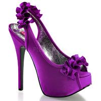 Bordello Teeze-56 Purple Satin Sling Back Platform Shoes