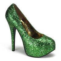 Bordello Teeze-06G Green Glitter Platform Shoes