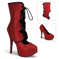 Bordello Teeze-31G Red Glitter Platform Shoes
