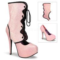 Bordello Teeze-31G Pink Glitter Platform Shoes