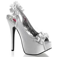 Bordello Teeze-56 Silver Satin Sling Back Platform Shoes