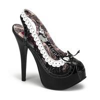 Bordello Teeze-17 Black Patent Peep-Toe Slingback Platform Shoes