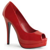 Bordello Bella-12 Peep-Toe Red Platform Shoes