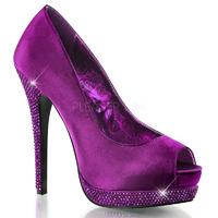 Bordello Bella-12R Peep-Toe Purple Satin Platform Shoes
