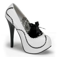 Bordello Teeze-01 White and Black Platform Shoes