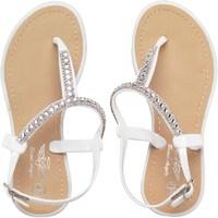 Board Angels Girls Diamante Trim Sandals White