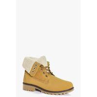 borg cuff lace up hiker boot sand