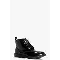 Box PU Chunky Lace Chelsea Boot - black