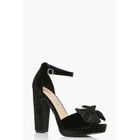 Bow Trim Peeptoe Platform - black