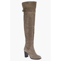 Boutique Suede Over The Knee Boot - taupe