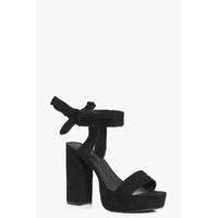 bow back platform heels black