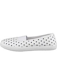 Board Angels Womens Polka Dot Canvas Slip On Pumps White/Navy