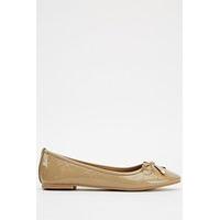 Bow Front Embossed Ballet Pumps