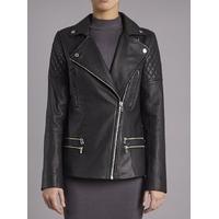 boxkite black leather longline biker jacket