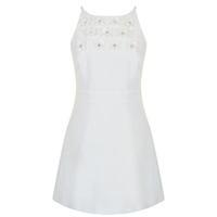 boutique moschino textured flower embellished a line dress