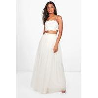 boutique tulle floor sweeping maxi skirt ivory