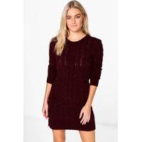 boucle cable knit dress merlot