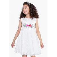 Boutique Embroidered Lace Dress - ivory