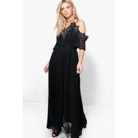 Boutique Premium Crocket Pleated Maxi - black