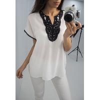 Bonnie chiffon crochet detailed kaftan top