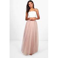 Boutique Tulle Floor Sweeping Maxi Skirt - taupe