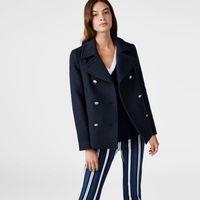 bonded wool pea coat marine