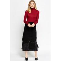 Bobble Knit Midi Front Pocket Skirt