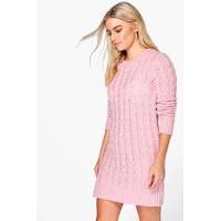 boucle cable knit dress blush