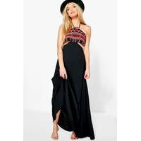 Boutique Embroidered Cut Out Maxi Beach Dress - black