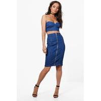 Bodycon Denim Pencil Skirt - blue