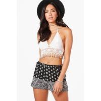 Border Print Shorts - black