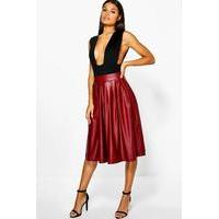 bow detail leather look midi skirt berry