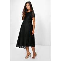 Boutique Lila Full Skirted Prom Midi Dress - black